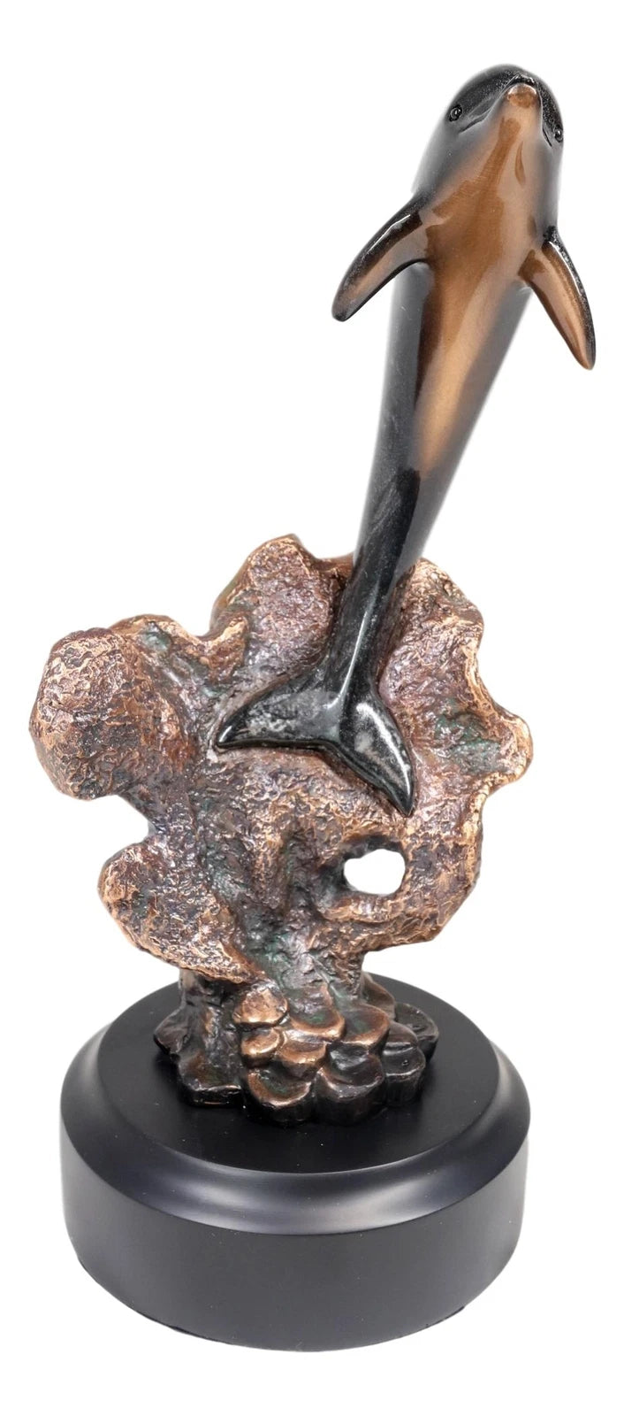 Marine Sea Dolphin Jumping Out Of Water Bronze Electroplated Resin Figurine-3