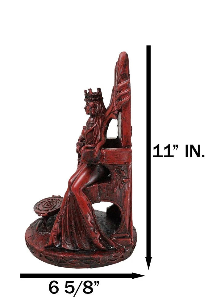 Celtic Maeve with Bird and Squirrel On Throne Statue 11" Tall Clay Finish-3