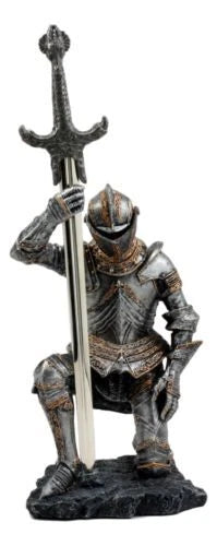 The Accolade Kneeling Medieval Knight Excalibur Sword Letter Opener Figurine-3