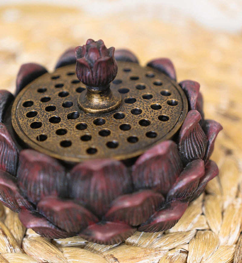 Meditation Of Buddha Lotus Flower Multiple Incense Stick Holder Figurine-2