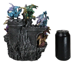 Juego de 12 mini dragones medievales coloridos en la montaña del castillo de Stonewall.-2