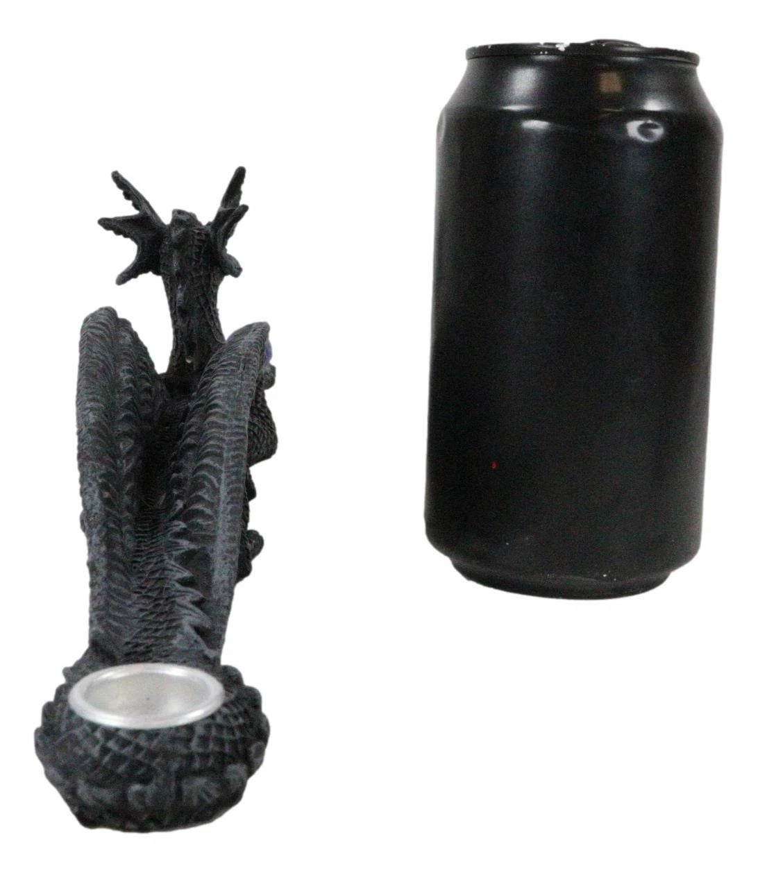 Longwei Dragon Holding Blue Orb Incense Burner Sculpture Figurine in Faux Stone