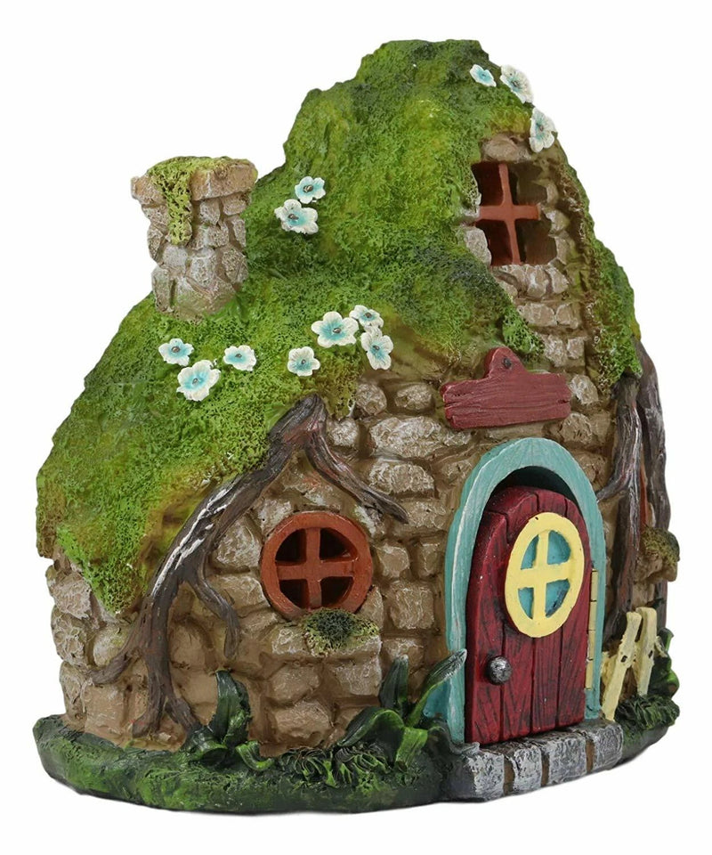 LED Light Up Enchanted Fairy Garden Stone Cottage House W/ Moving Door-3