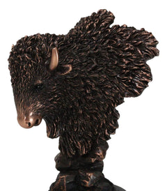 Estatua rústica de bisonte americano del suroeste con acabado en bronce galvanizado-3