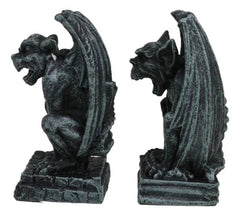 Gothic Notre Dame Guardian Mini Gargoyle Statue Set of 2 Miniature Fairy Garden-3