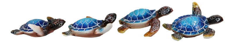 Blue Coastal Ocean Marine Giant Sea Turtle Miniature Figurines Pack Of 4-3