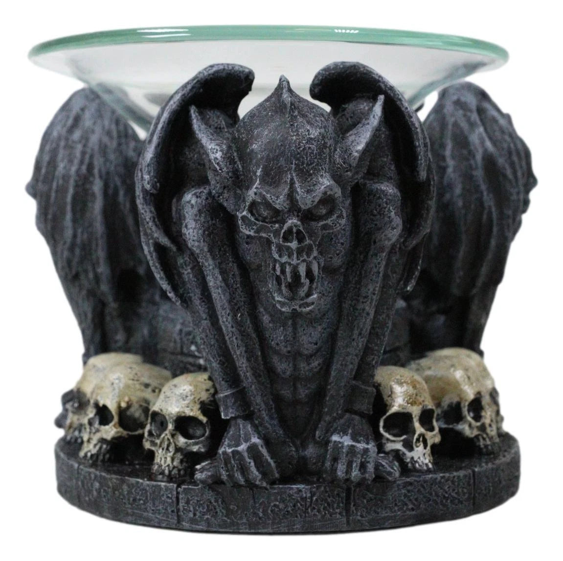 Nosferatu Gothic Vampire Gargoyles With Skulls Votive Candle Heat Oil Warmer-3
