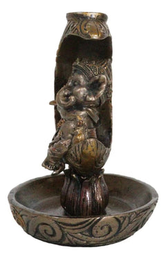 Quemador de incienso con reflujo de Ganesha, el dios hindú tocando la flauta en la luna creciente-2