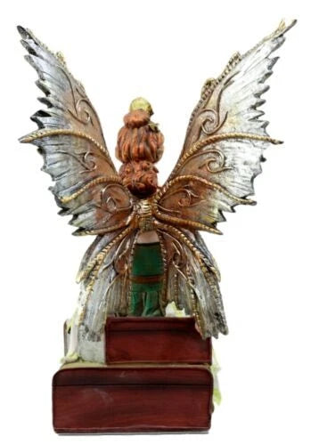 Steampunk Aviator Fairy Sitting On Suitcases Figurine 9"H Victorian Traveler-3