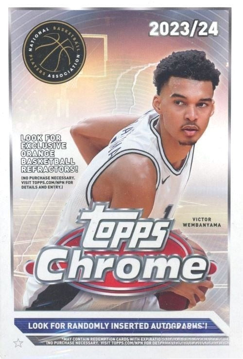 2023/24 Topps Chrome Basketball EXCLUSIVE Factory Sealed Hanger Box! Wemby RC YR-1