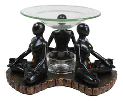 Chakra Zones Black Yoga Avatars Meditating On Lotus Candle Heat Oil Burner Decor-2