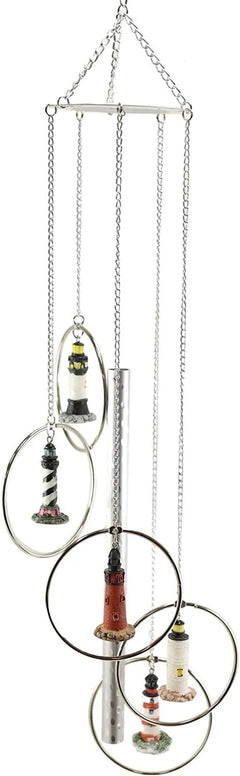 Five Ring World Famous Light Houses Decor Resonant Relaxing Wind Chime Patio-3