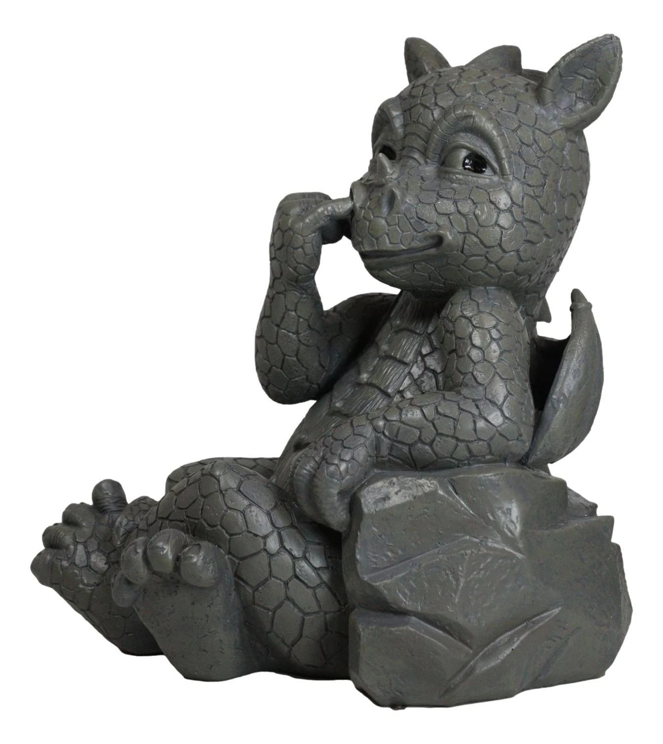 Whimsical Bad Habit Garden Dragon Picking Nose Statue Fantasy Dragons Decor