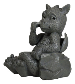 Whimsical Bad Habit Garden Dragon Picking Nose Statue Fantasy Dragons Decor-2