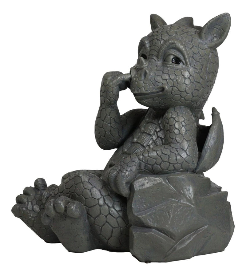 Whimsical Bad Habit Garden Dragon Picking Nose Statue Fantasy Dragons Decor-2