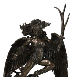 Irish Celtic War Goddess Winged Morrigan Phantom Queen W/ Antler Figurine-2