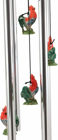 Rustic Country Farm Red Breasted Rooster Chicken Wind Chime Patio Garden Decor-3