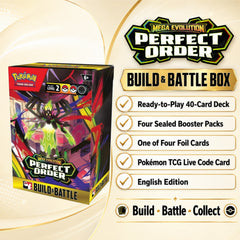Pokémon TCG Mega Evolution Perfect Order ME3 Build & Battle Box 4 Booster Packs Full-Art Foil Promo Card English Edition Factory Sealed Gift-2