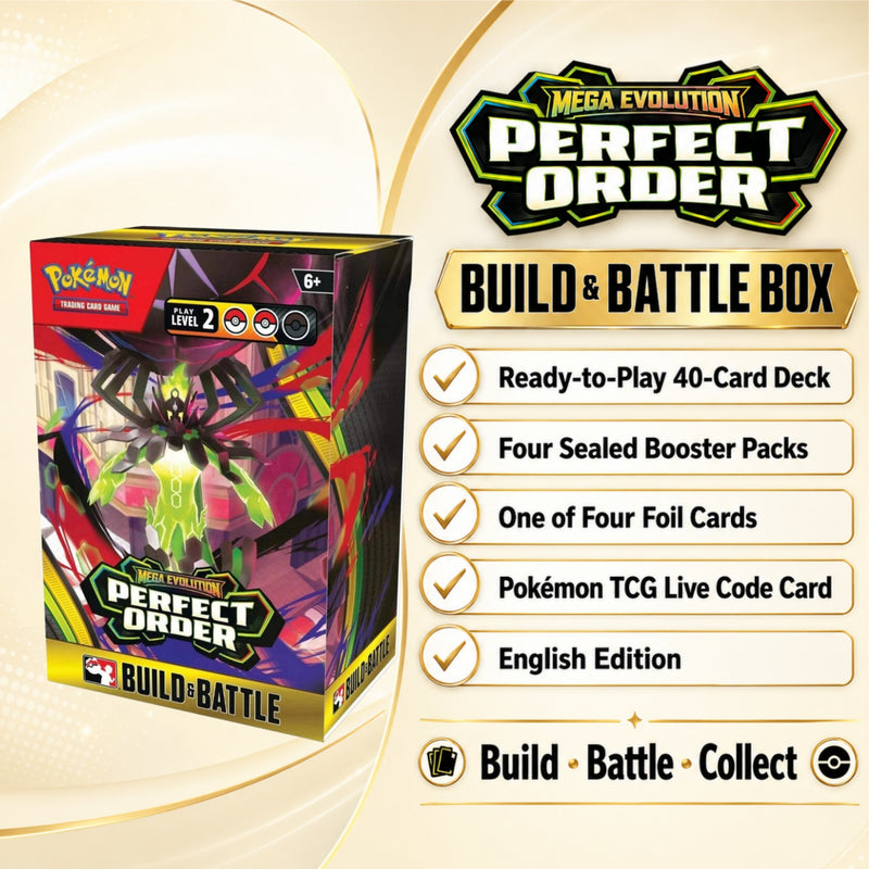 Pokémon TCG Mega Evolution Perfect Order ME3 Build & Battle Box 4 Booster Packs Full-Art Foil Promo Card English Edition Factory Sealed Gift-2