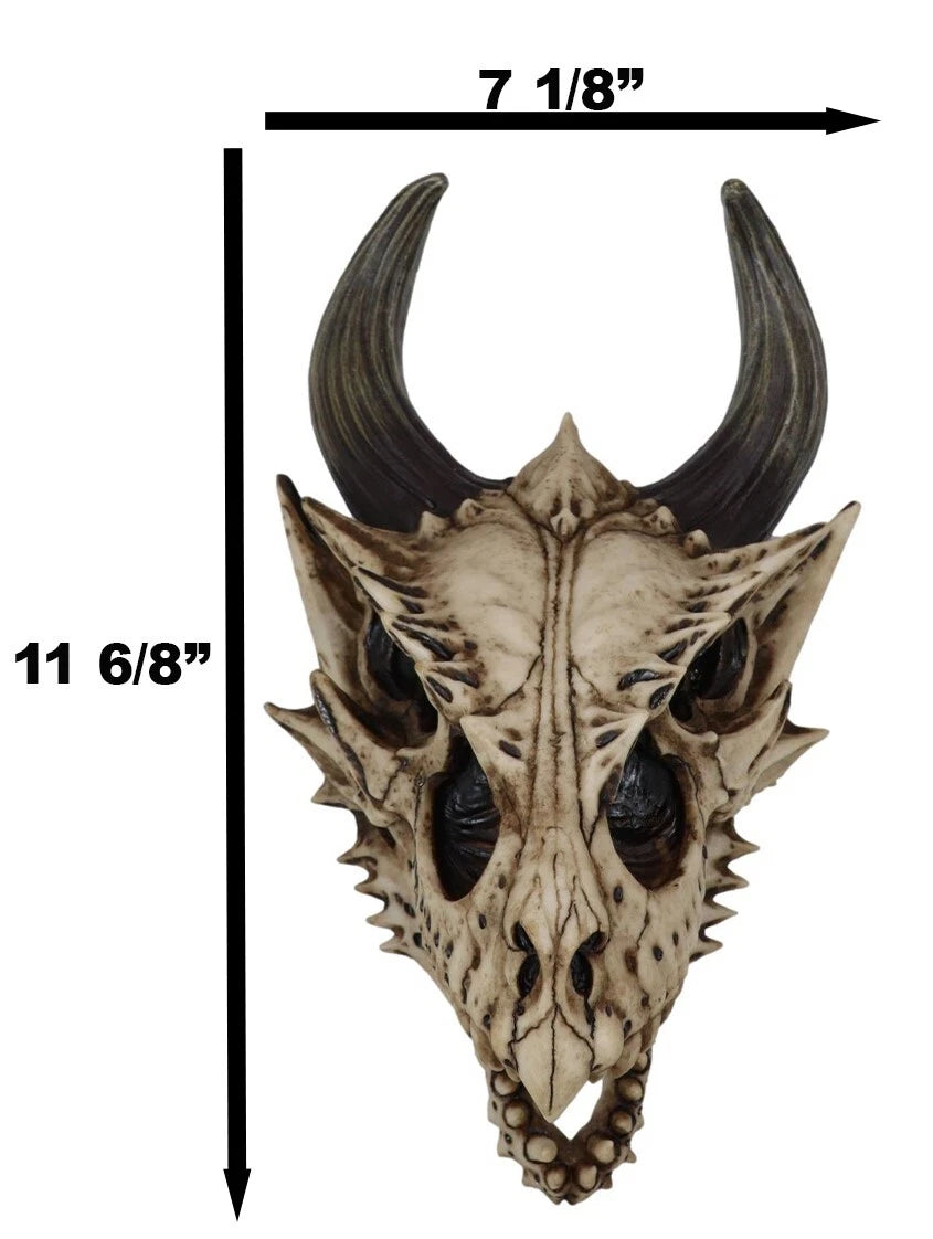 Decoración de pared con calavera de dragón, figura realista de cabeza de dragón Beowulf jurásico fósil para pared, estante, repisa o sala de fantasía gótica.-3