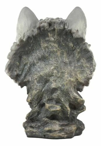 Realistic Large Gray Wolf Head Bust Statue 16"Tall Blood Lust Timberwolf Decor-3