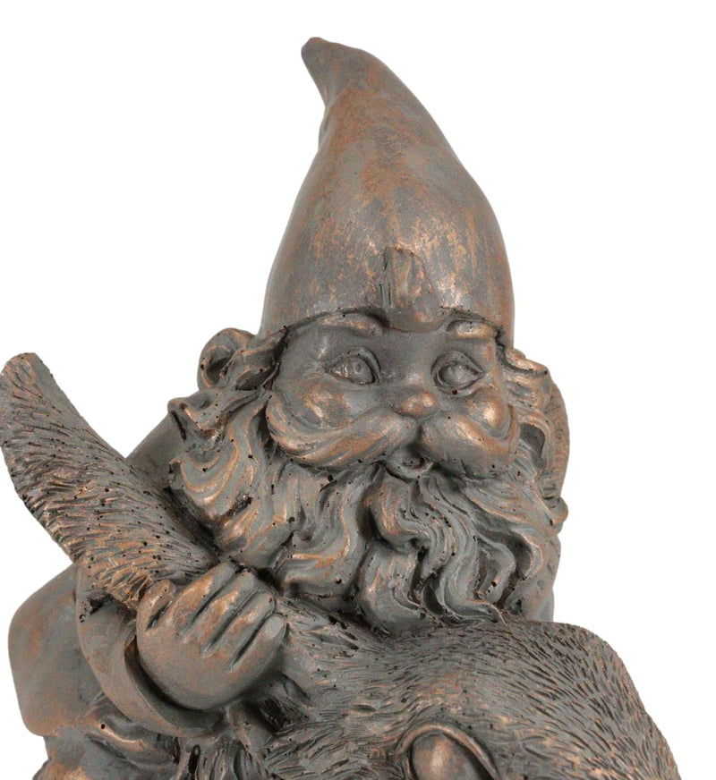 Whimsical Adventure Mr Gnome Dwarf Riding Rabbit Hare Figurine Fairy Garden-3