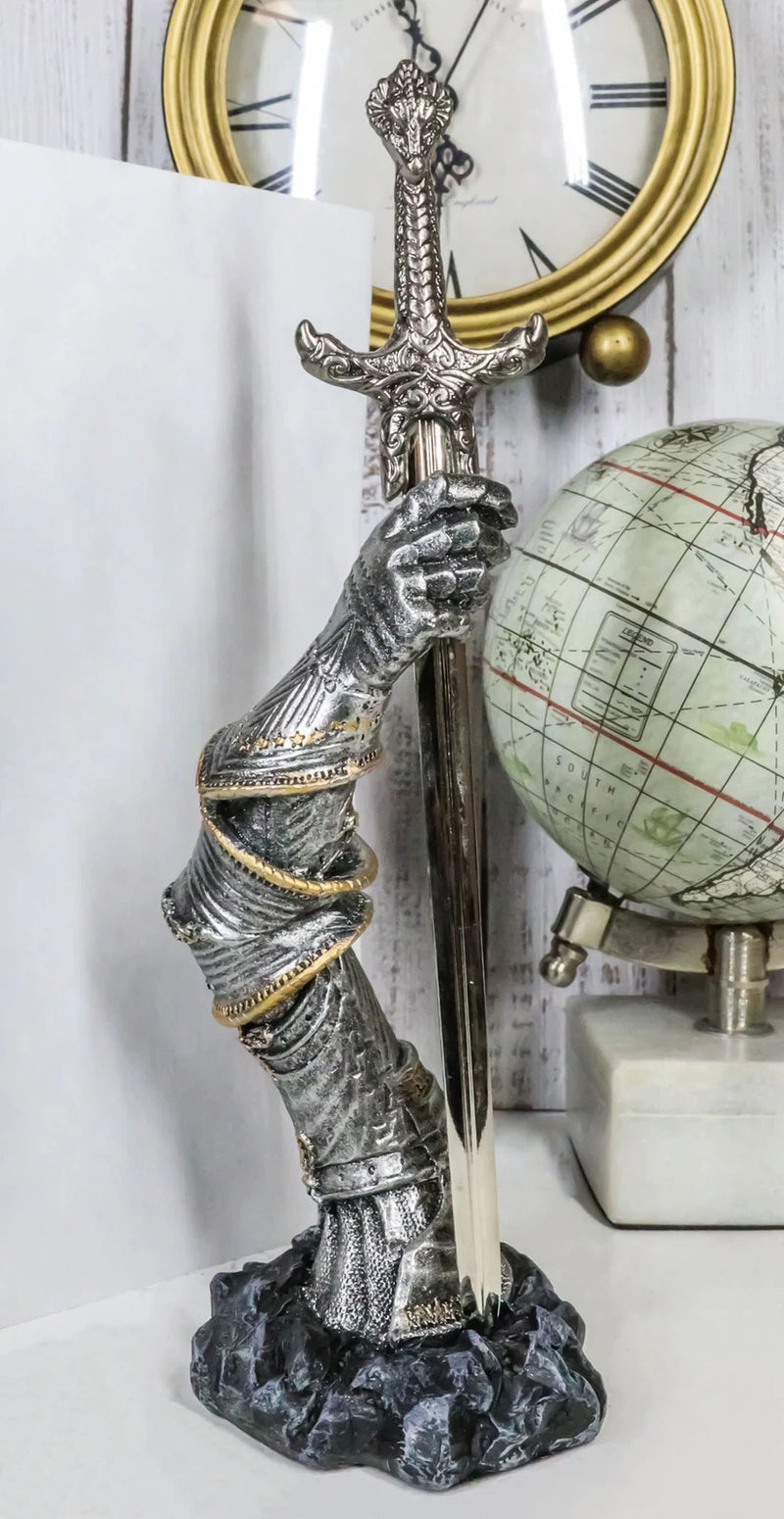Medieval Knight Suit Of Armor & Excalibur Sword Letter Opener Figurine-1
