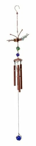 Stained Glass Flitting Butterfly Copper Metal Wind Chime 23"Long Outdoor Decor-3