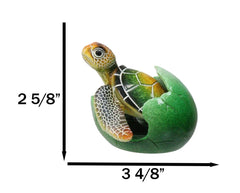 Green Nautical Marine Sea Turtle Hatchling Emerging Out of Egg Mini Figurine-2