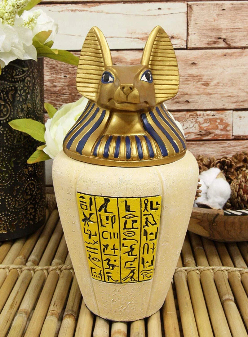 Egyptian God of The Dead Anubis Canopic Jar Statue 10.5"H With Hieroglyphs Decor-1