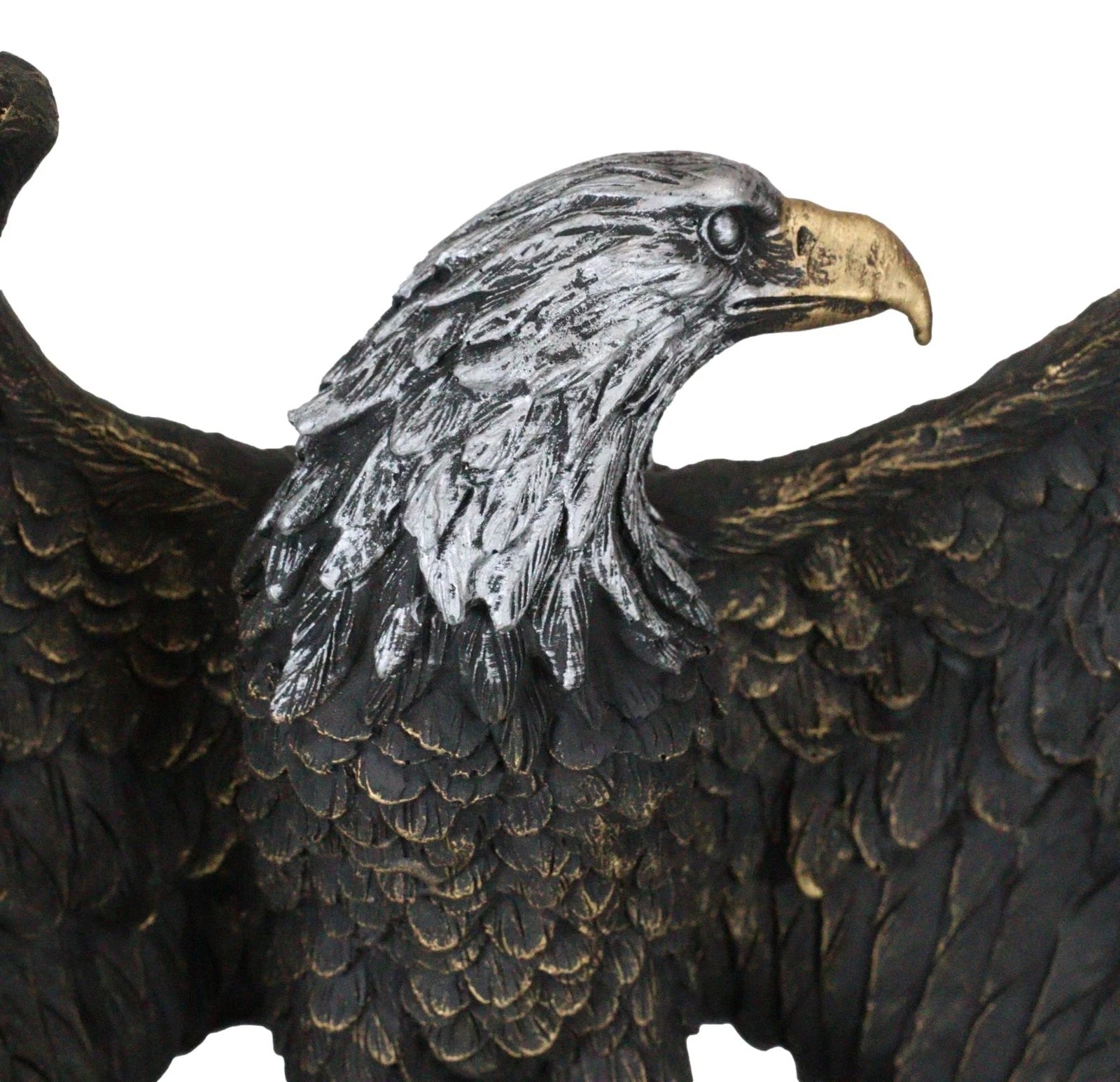 American Patriotic Large Bald Eagle Perched On Rocky Cliff Resin Figurine 10"H-3