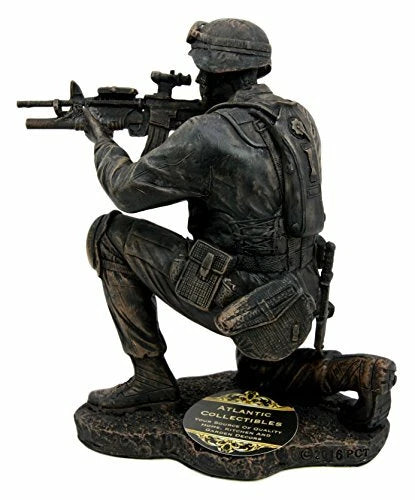 Military Soldier Kneeling and Taking Aim Statue 5.5" Tall Marine Figurine