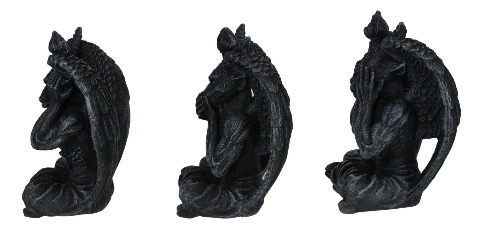 Goat of Mendes See Hear Speak No Evil Devil Baphomet Gargoyle Set of 3 Figurines-3