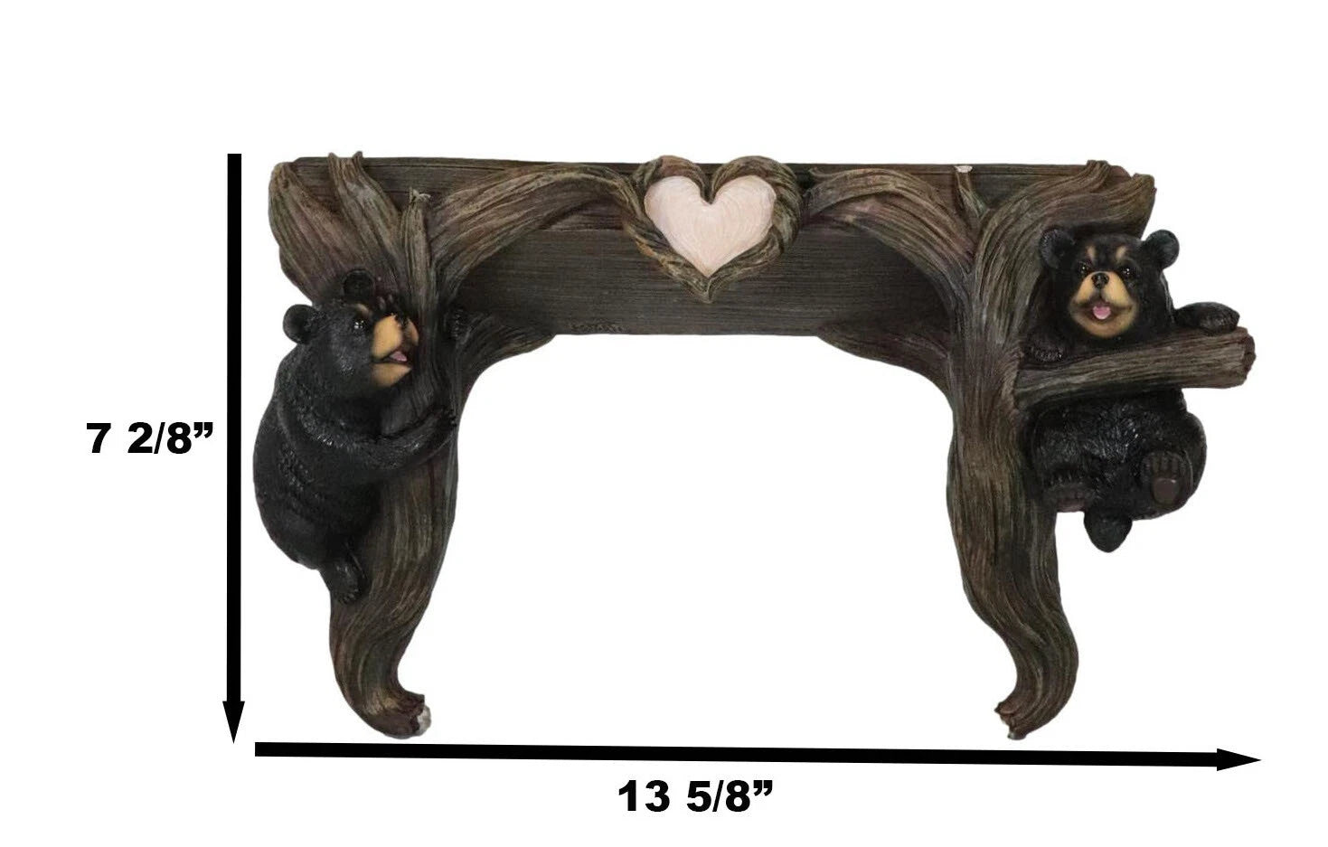 Whimsical 2 Climbing Black Bears By Forest Tree Branches Floating Wall Shelf-3