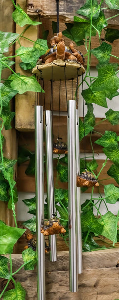 Reptile Brown Giant Tortoise Mother Piggybacking Hatchling Wind Chime-3