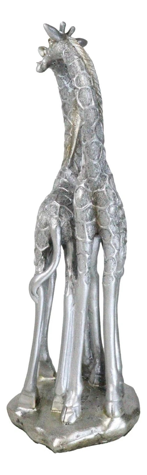 Estatua grande de jirafa plateada con forma de corazón, pareja de enamorados, 31,7 cm de alto, estilo safari de la sabana.-2