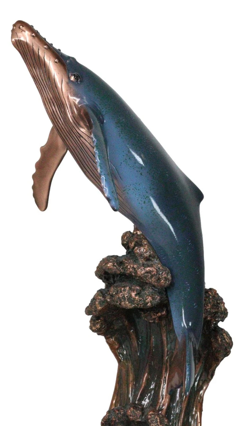 Large Nautical Ocean Marine Baleen Humpback Whale Breaching Water Statue-2