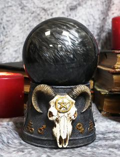 Pentagram Sigil Sabbatic Goat Baphomet Skull Black Sandstorm Gazing Ball-2