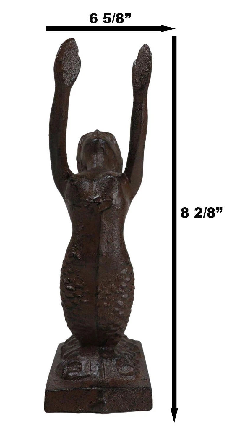 Cast Iron Rustic Nautical Siren Mermaid With Curling Tail Door Stopper Doorstop-3