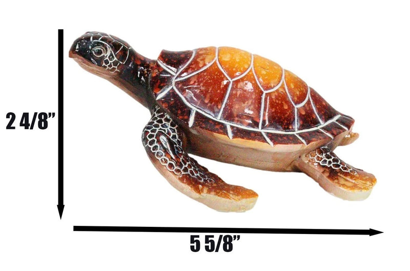 Nautical Ocean Brown Hues Giant Sea Turtle Swimming Decorative Figurine Tortoise-3