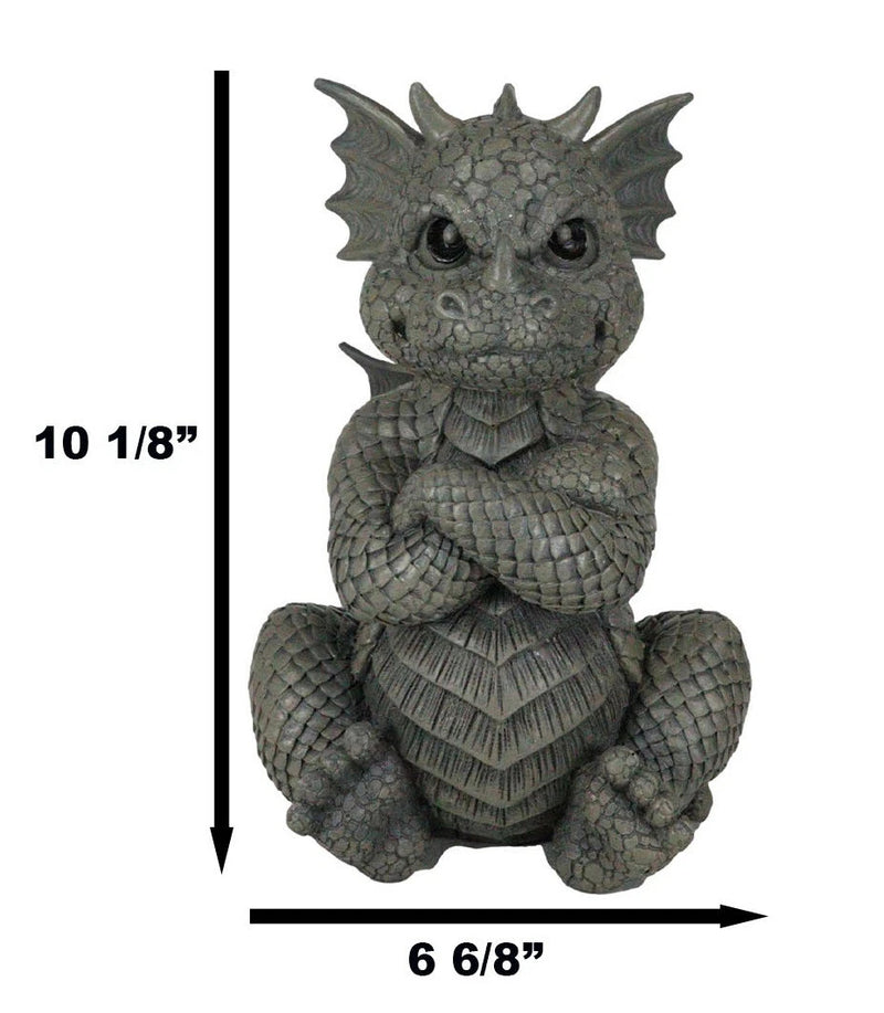 Whimsical Angry Faced Sulky Mad Garden Dragon Folding His Arms Decor Figurine-2