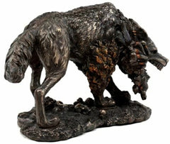 Viking Norse Mythology Fenrir Statue 8.25"L Vánagandr Giant Wolf Figurine-2