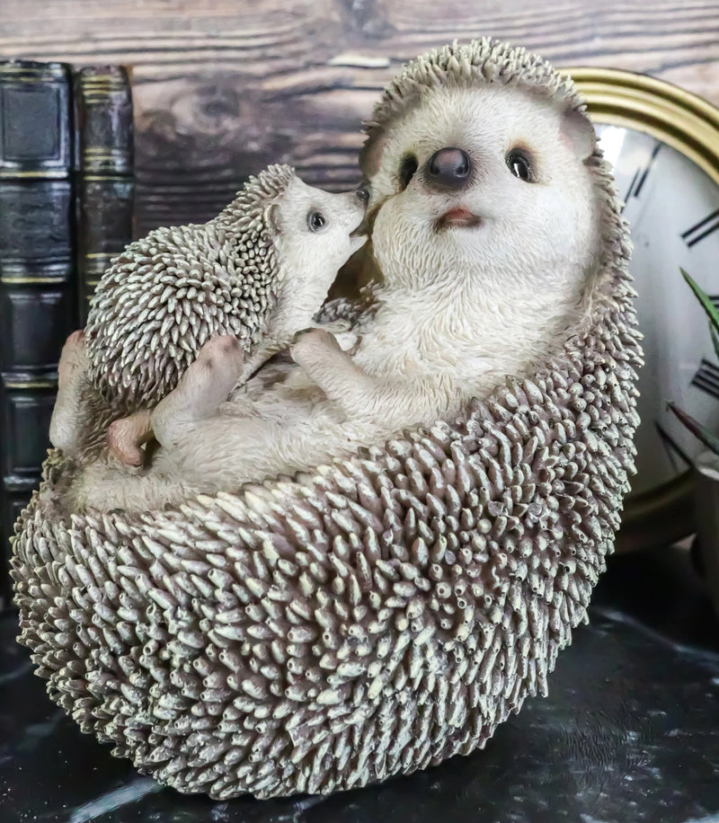 Realistic Cuddle Time Baby Hedgehog with Mother Lying On Its Back Figurine-1