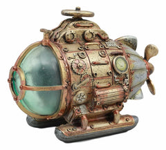 Vintage Design Holmes Nautilus Steampunk Submarine LED Night Light Statue 7.5"L-1