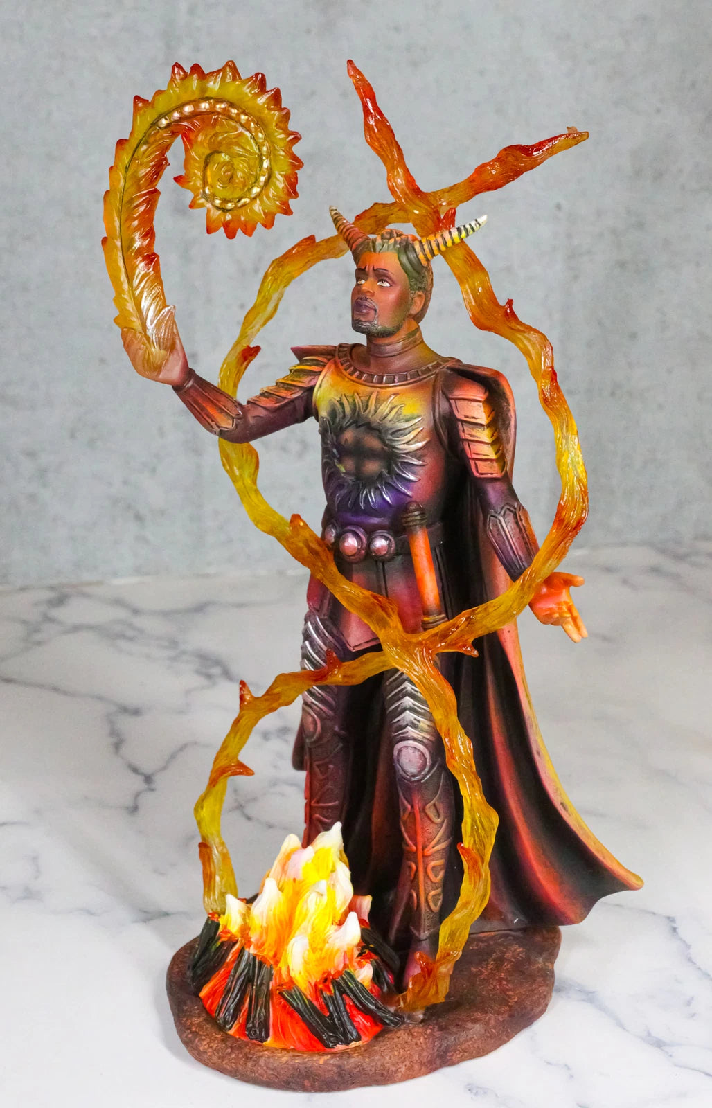 Fire Elemental Horned Wizard Sorcerer Demoniac Summoning Hellfire Magic Figurine