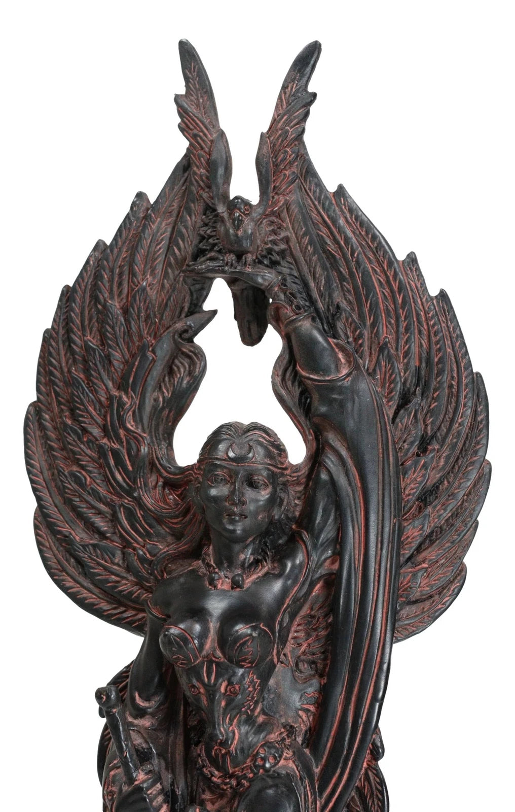 Morrigan Statue, 12" Celtic War Goddess Phantom Queen Triple Goddess Valkyrie Figurine for Shelf, Mantle, Home, or Gothic Fantasy Decor-2