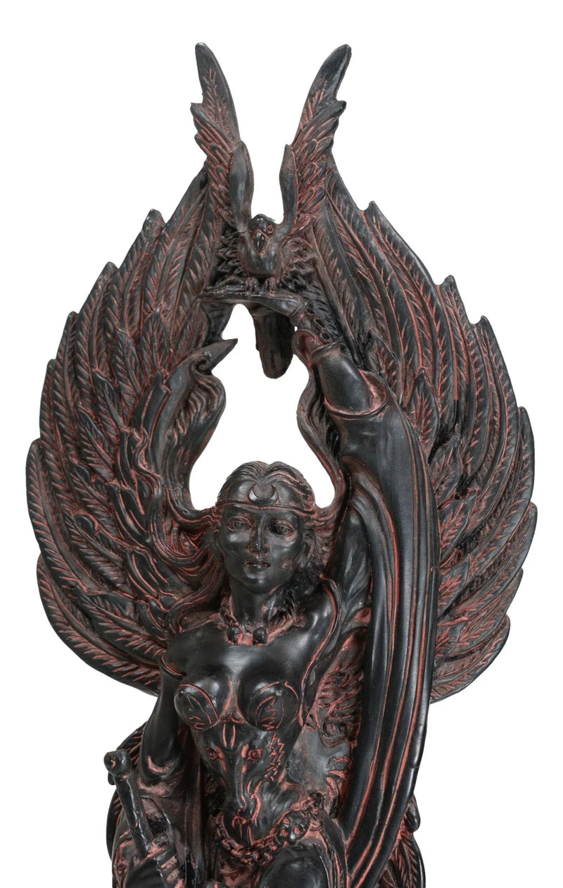 Morrigan Statue, 12" Celtic War Goddess Phantom Queen Triple Goddess Valkyrie Figurine for Shelf, Mantle, Home, or Gothic Fantasy Decor-2