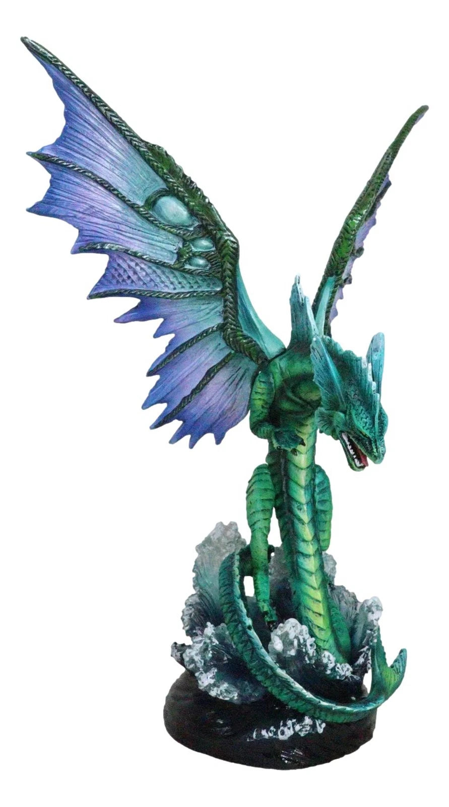 Large Fantasy Elemental Water Dragon Rising Above Sea Waves Collectible Figurine-2