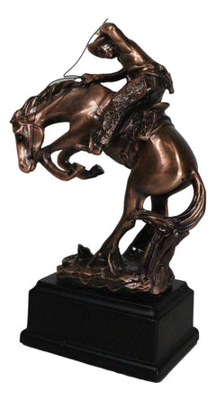 Western Rodeo Wild Cowboy With Bucking Horse Bronze Electroplated Figurine-2
