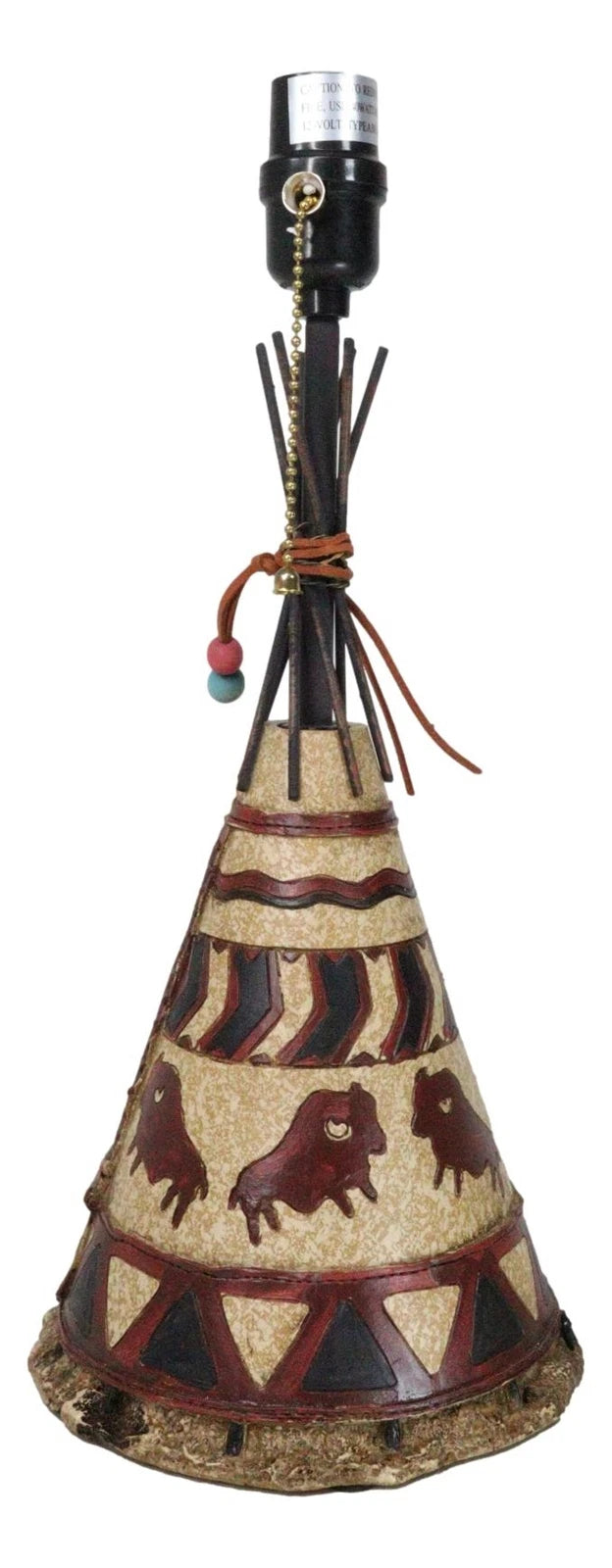 Southwestern Indian Bisons Buffalo Teepee Hut Dreamcatcher Feathers Table Lamp-2